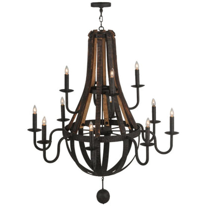 Meyda Tiffany Barrel Stave Madera 12 Light 48" Wide Taper Candle Empire Chandelier