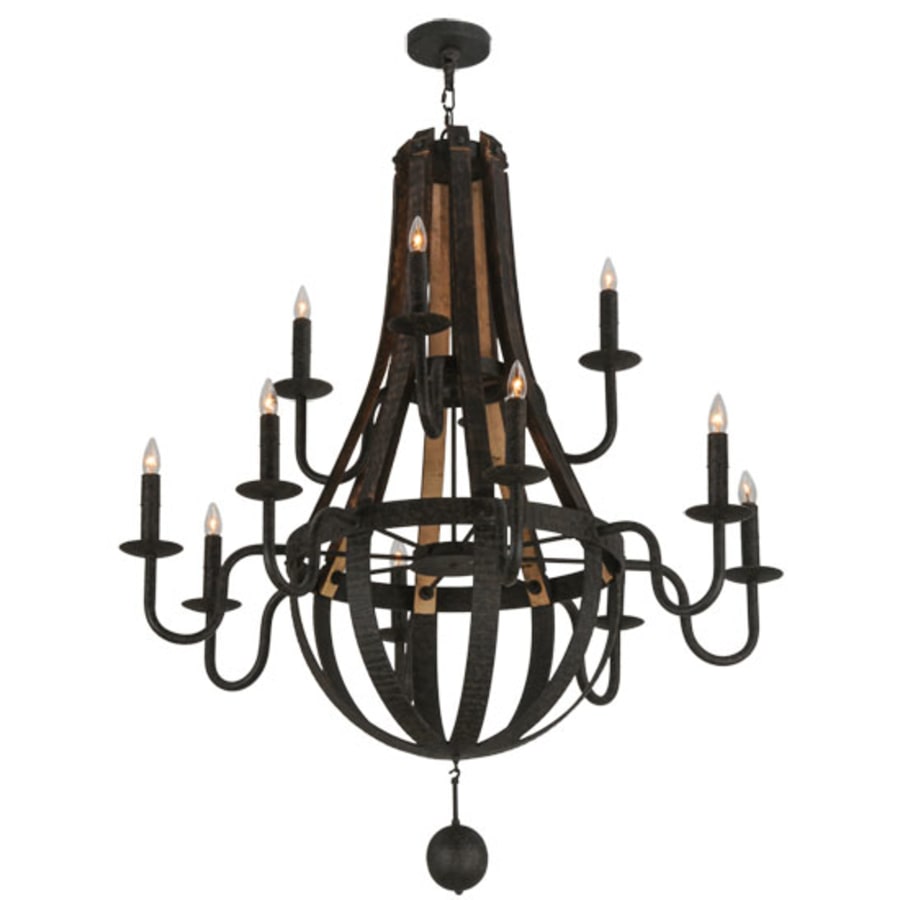 Meyda Tiffany Barrel Stave Madera 12 Light 48" Wide Taper Candle Empire Chandelier