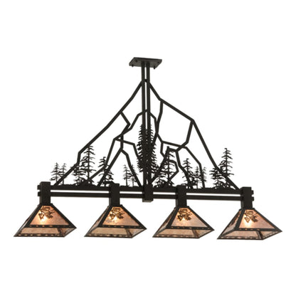 Meyda Tiffany Tall Pines 4 Light 60" Wide Linear Pendant