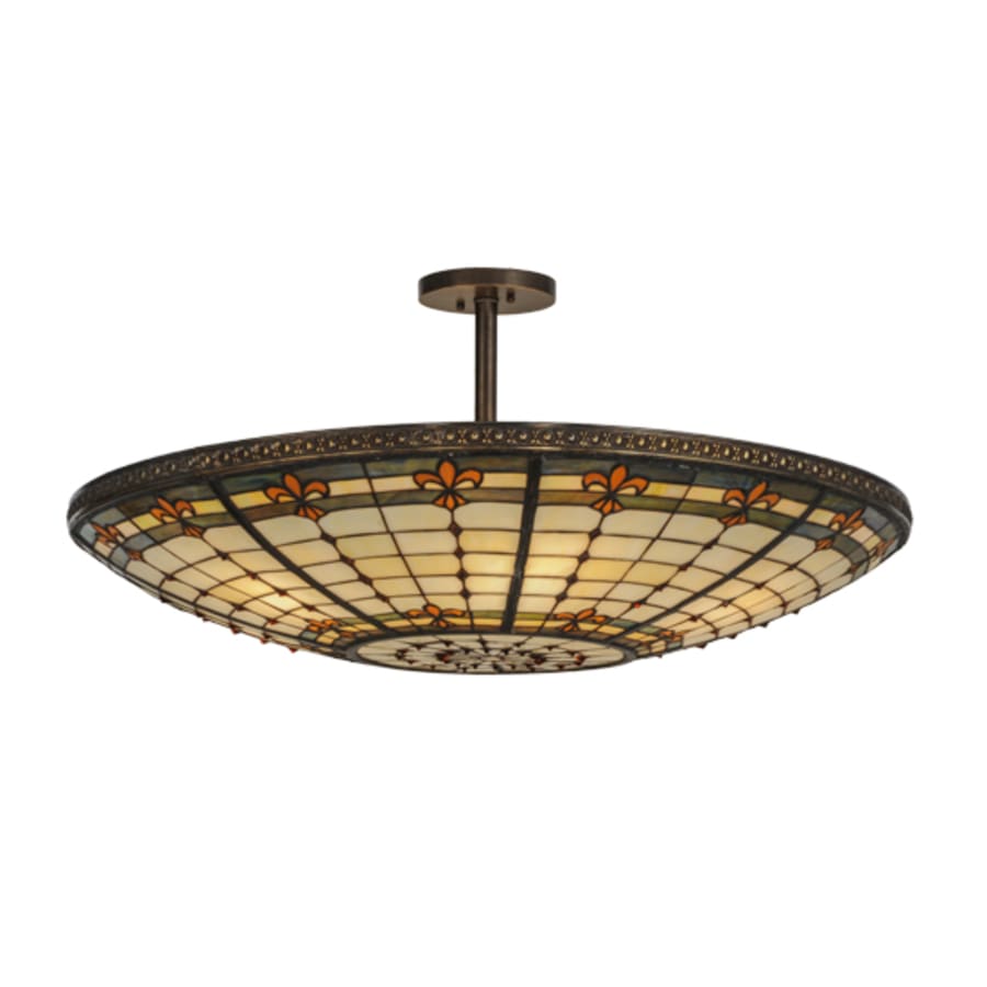 Meyda Tiffany Fleur-de-lis 6 Light 36" Wide Semi-Flush Bowl Ceiling Fixture