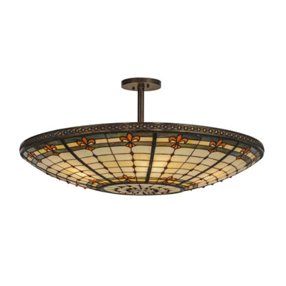 Meyda Tiffany Fleur-de-lis 6 Light 36" Wide Semi-Flush Bowl Ceiling Fixture
