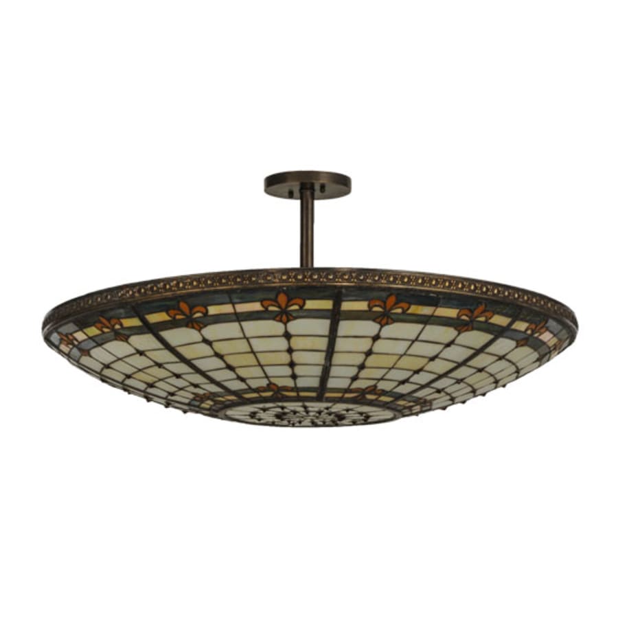 Meyda Tiffany Fleur-de-lis 6 Light 36" Wide Semi-Flush Bowl Ceiling Fixture