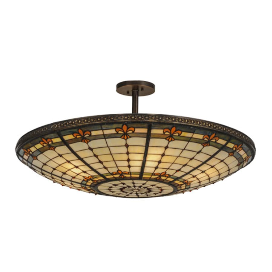 Meyda Tiffany Fleur-de-lis 6 Light 36" Wide Semi-Flush Bowl Ceiling Fixture