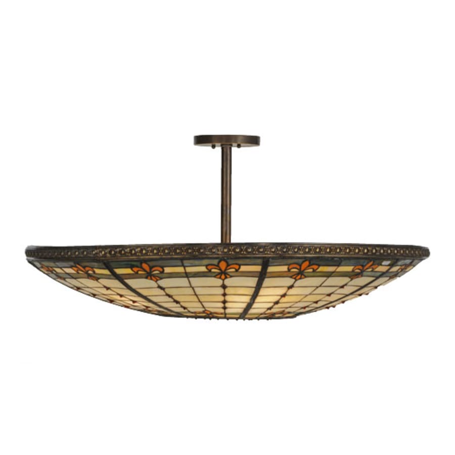 Meyda Tiffany Fleur-de-lis 6 Light 36" Wide Semi-Flush Bowl Ceiling Fixture