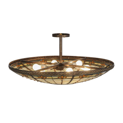 Meyda Tiffany Fleur-de-lis 6 Light 36" Wide Semi-Flush Bowl Ceiling Fixture