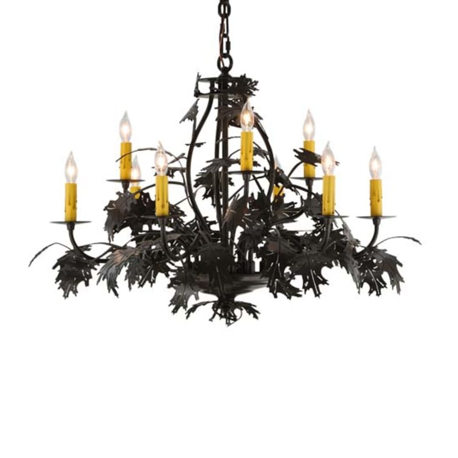 Meyda Tiffany Oak Leaf and Acorn 9 Light 32" Wide Taper Candle Style Chandelier