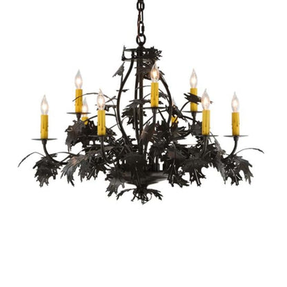 Meyda Tiffany Oak Leaf and Acorn 9 Light 32" Wide Taper Candle Style Chandelier