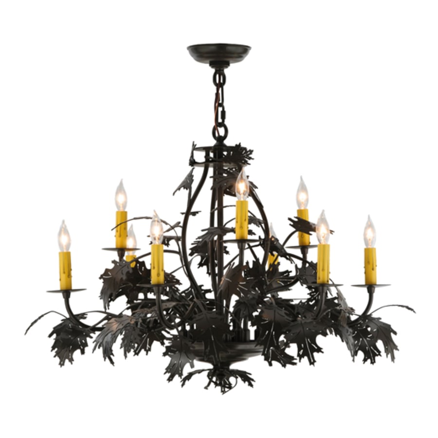 Meyda Tiffany Oak Leaf and Acorn 9 Light 32" Wide Taper Candle Style Chandelier