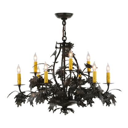 Meyda Tiffany Oak Leaf and Acorn 9 Light 32" Wide Taper Candle Style Chandelier