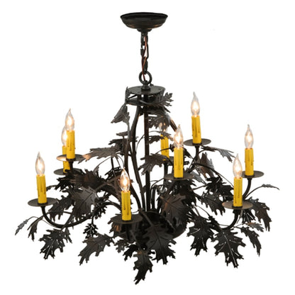 Meyda Tiffany Oak Leaf and Acorn 9 Light 32" Wide Taper Candle Style Chandelier