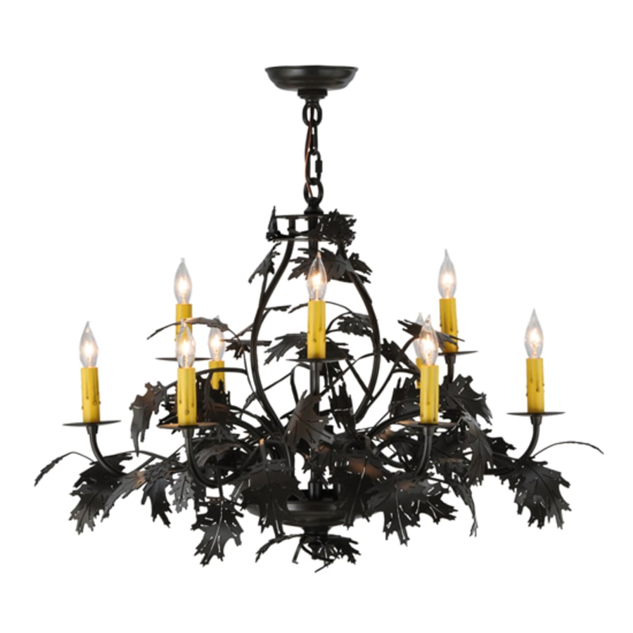 Meyda Tiffany Oak Leaf and Acorn 9 Light 32" Wide Taper Candle Style Chandelier