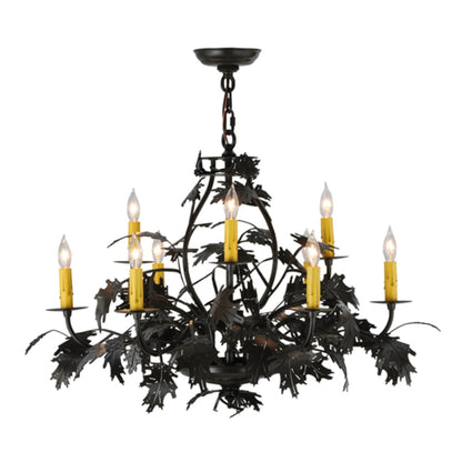 Meyda Tiffany Oak Leaf and Acorn 9 Light 32" Wide Taper Candle Style Chandelier