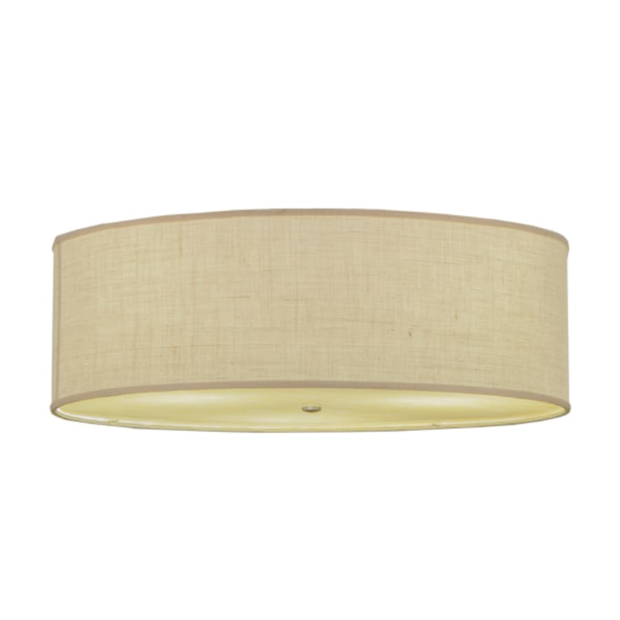 Meyda Tiffany Cilindro 3 Light 36" Wide Semi-Flush Drum Ceiling Fixture with White Burlap Shade - Nickel Finish - GX24q-3 Bulb Base
