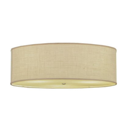 Meyda Tiffany Cilindro 3 Light 36" Wide Semi-Flush Drum Ceiling Fixture with White Burlap Shade - Nickel Finish - GX24q-3 Bulb Base