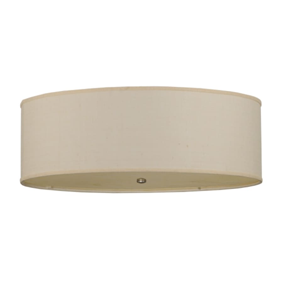 Meyda Tiffany Cilindro 3 Light 36" Wide Semi-Flush Drum Ceiling Fixture with White Burlap Shade - Nickel Finish - GX24q-3 Bulb Base