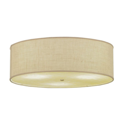 Meyda Tiffany Cilindro 3 Light 36" Wide Semi-Flush Drum Ceiling Fixture with White Burlap Shade - Nickel Finish - GX24q-3 Bulb Base