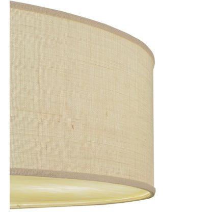 Meyda Tiffany Cilindro 3 Light 36" Wide Semi-Flush Drum Ceiling Fixture with White Burlap Shade - Nickel Finish - GX24q-3 Bulb Base