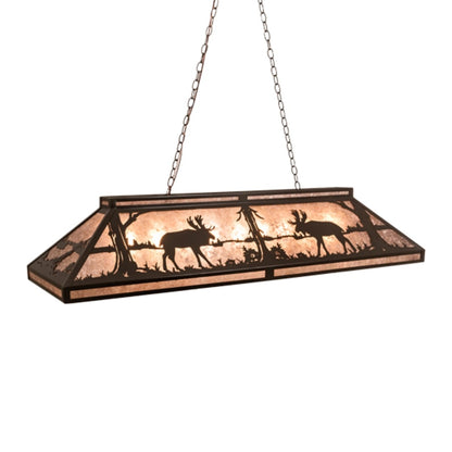Meyda Tiffany Moose at Lake 9 Light 61" Wide Linear Pendant