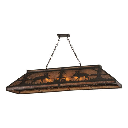 Meyda Tiffany Moose at Lake 9 Light 61" Wide Linear Pendant
