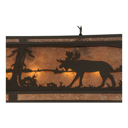 Meyda Tiffany Moose at Lake 9 Light 61" Wide Linear Pendant