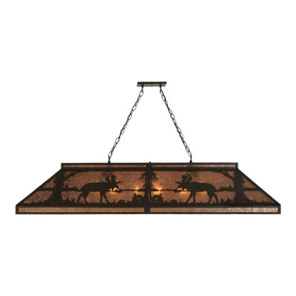 Meyda Tiffany Moose at Lake 9 Light 61" Wide Linear Pendant