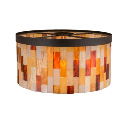 Meyda Tiffany Cilindro Calico 6 Light 24" Tall Flush Mount Drum Ceiling Fixture - Oil Rubbed Bronze Finish