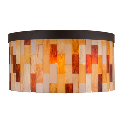 Meyda Tiffany Cilindro Calico 6 Light 24" Tall Flush Mount Drum Ceiling Fixture - Oil Rubbed Bronze Finish