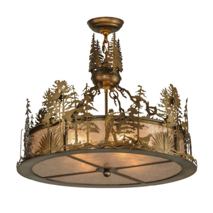Meyda Tiffany Quail Hunter with Dog 4 Light 24" Wide Pendant