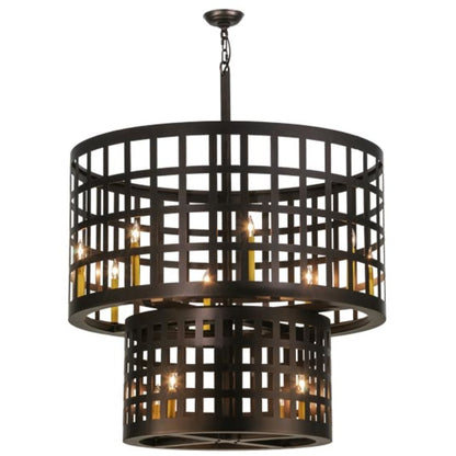 Meyda Tiffany Cilindro Golpe 12 Light 40" Wide Cage Pendant