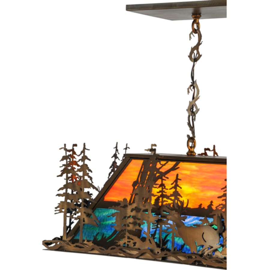 Meyda Tiffany Deer Through the Trees 9 Light 51" Wide Linear Pendant