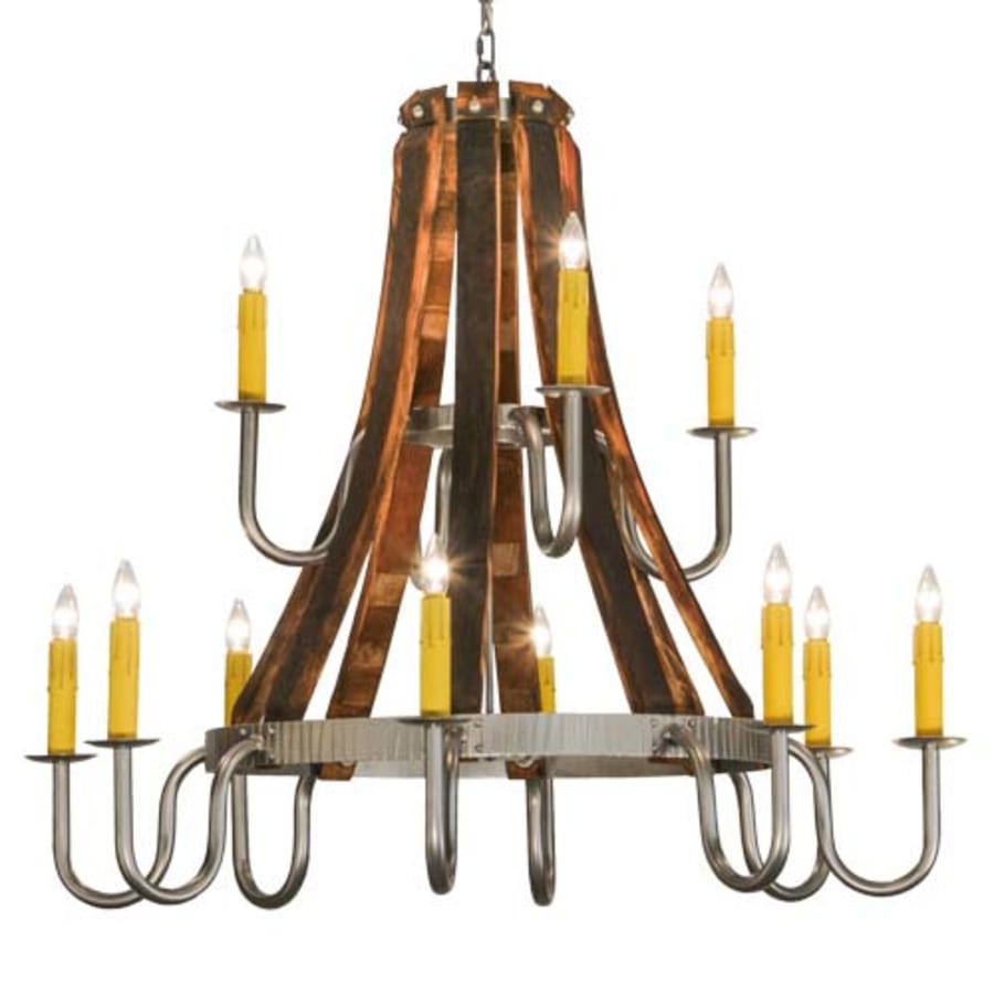 Meyda Tiffany Barrel Stave Madera 12 Light 44" Wide Taper Candle Style Chandelier