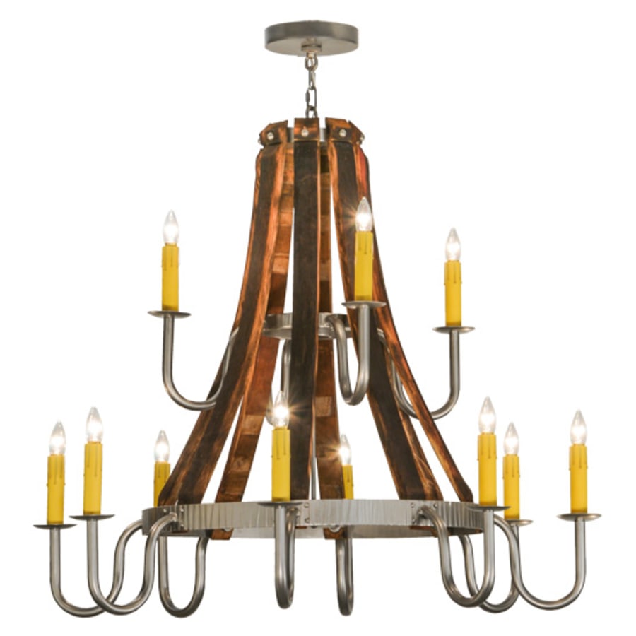 Meyda Tiffany Barrel Stave Madera 12 Light 44" Wide Taper Candle Style Chandelier