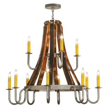 Meyda Tiffany Barrel Stave Madera 12 Light 44" Wide Taper Candle Style Chandelier