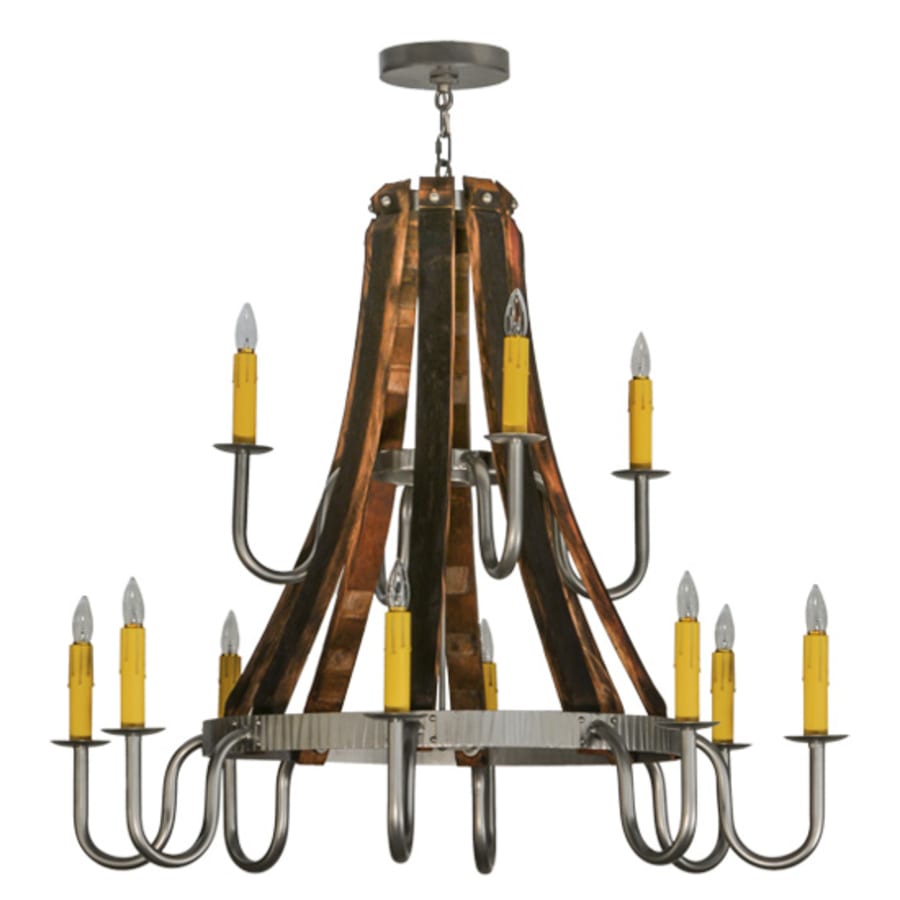 Meyda Tiffany Barrel Stave Madera 12 Light 44" Wide Taper Candle Style Chandelier