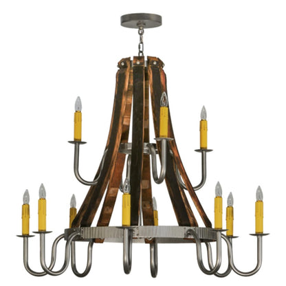 Meyda Tiffany Barrel Stave Madera 12 Light 44" Wide Taper Candle Style Chandelier