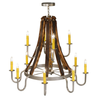 Meyda Tiffany Barrel Stave Madera 12 Light 44" Wide Taper Candle Style Chandelier