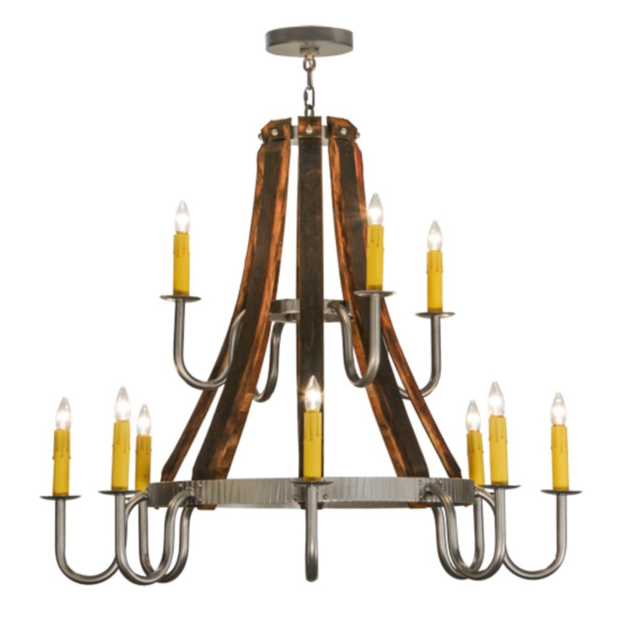 Meyda Tiffany Barrel Stave Madera 12 Light 44" Wide Taper Candle Style Chandelier