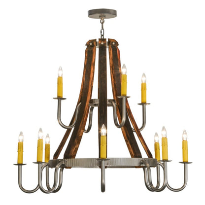 Meyda Tiffany Barrel Stave Madera 12 Light 44" Wide Taper Candle Style Chandelier