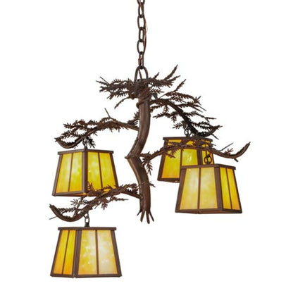 Meyda Tiffany Pine Branch 4 Light 28" Wide Chandelier