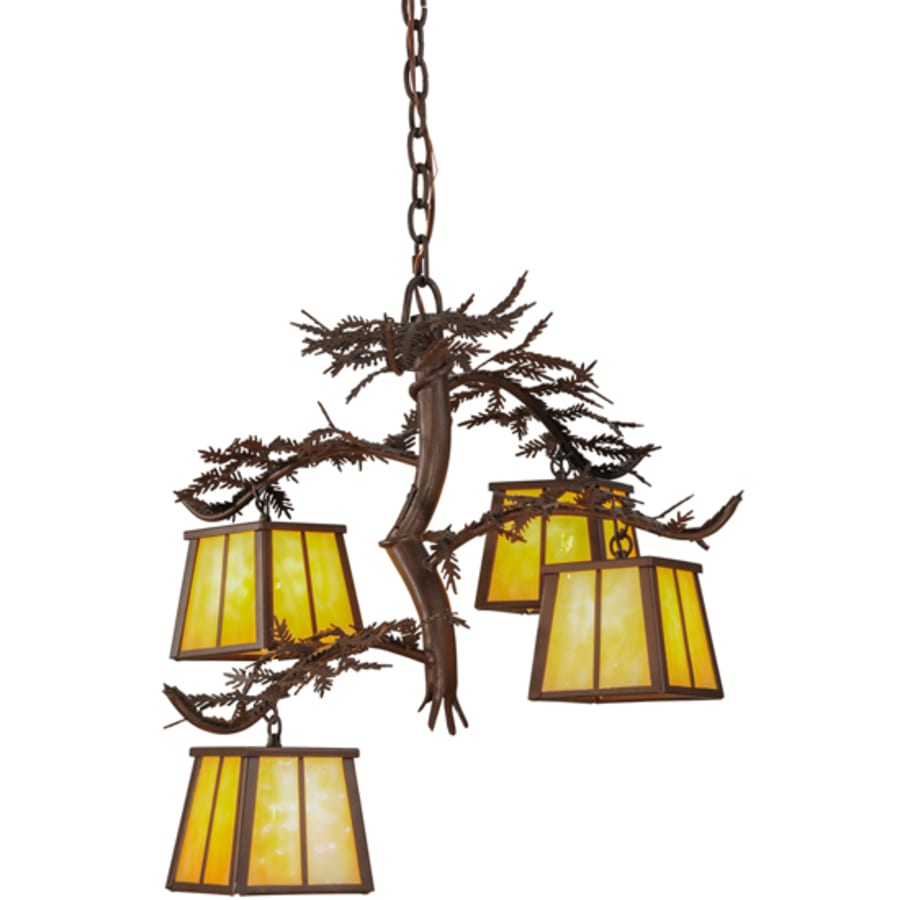 Meyda Tiffany Pine Branch 4 Light 28" Wide Chandelier