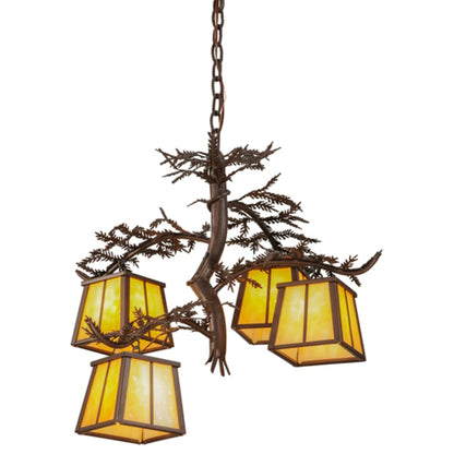 Meyda Tiffany Pine Branch 4 Light 28" Wide Chandelier