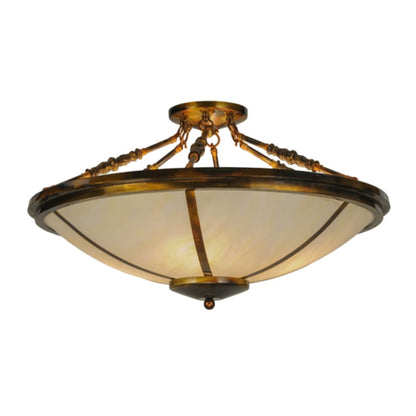 Meyda Tiffany Commerce 4 Light 31" Wide Semi-Flush Bowl Ceiling Fixture - Light Burnished Transparent Gold Finish