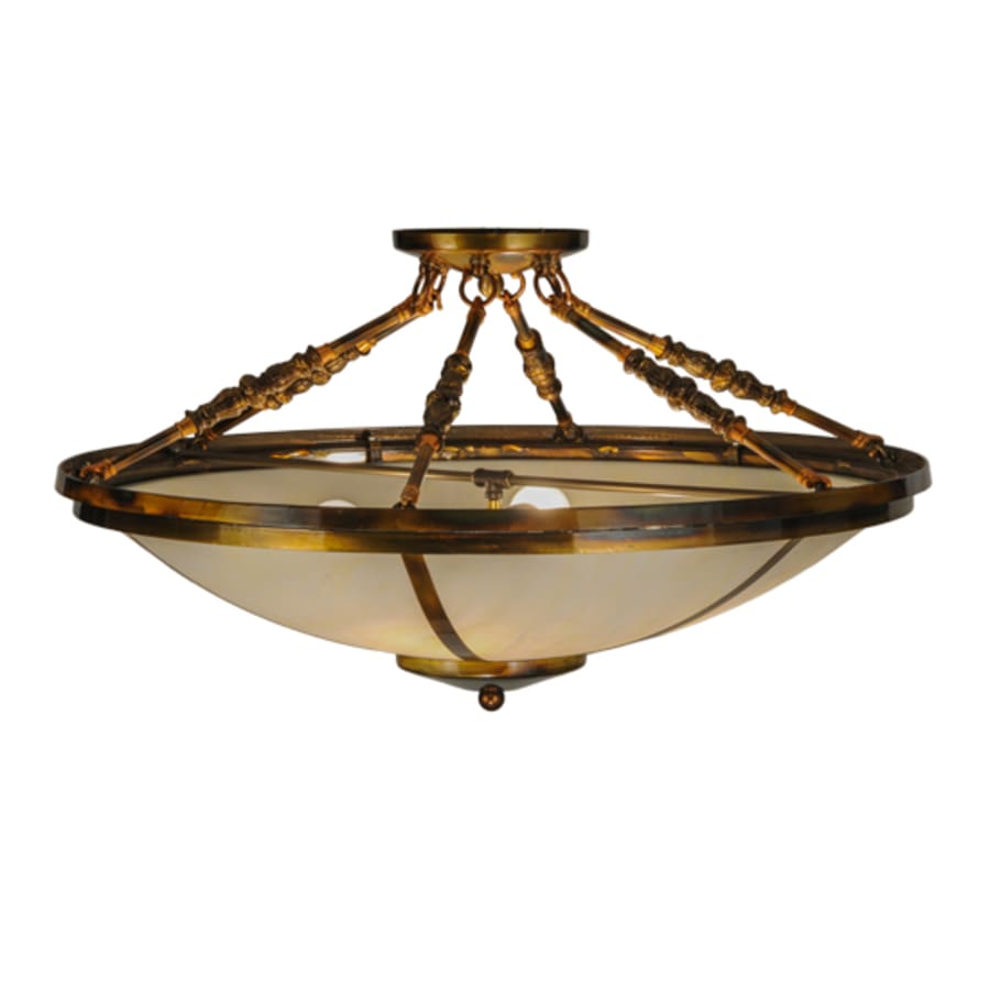 Meyda Tiffany Commerce 4 Light 31" Wide Semi-Flush Bowl Ceiling Fixture - Light Burnished Transparent Gold Finish