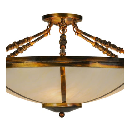 Meyda Tiffany Commerce 4 Light 31" Wide Semi-Flush Bowl Ceiling Fixture - Light Burnished Transparent Gold Finish