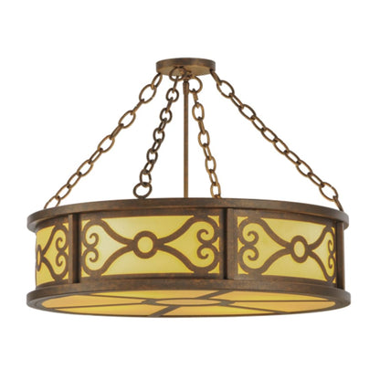 Meyda Tiffany Donya 4 Light 26" Wide Semi-Flush Drum Ceiling Fixture - Gilded Tobacco Finish