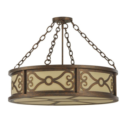 Meyda Tiffany Donya 4 Light 26" Wide Semi-Flush Drum Ceiling Fixture - Gilded Tobacco Finish