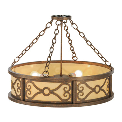 Meyda Tiffany Donya 4 Light 26" Wide Semi-Flush Drum Ceiling Fixture - Gilded Tobacco Finish