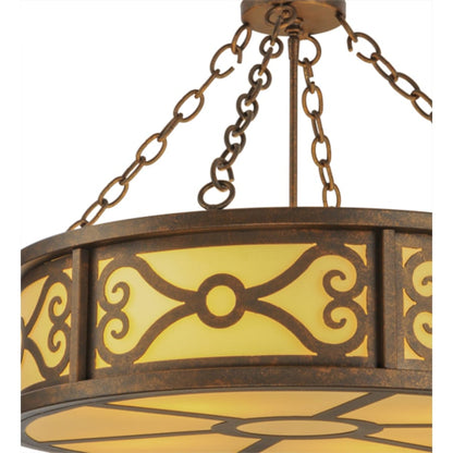 Meyda Tiffany Donya 4 Light 26" Wide Semi-Flush Drum Ceiling Fixture - Gilded Tobacco Finish