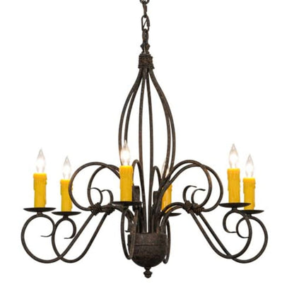 Meyda Tiffany Squire 6 Light 28" Wide Taper Candle Style Chandelier