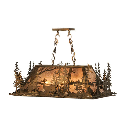 Meyda Tiffany Deer through the Trees 5 Light 34" Wide Linear Pendant